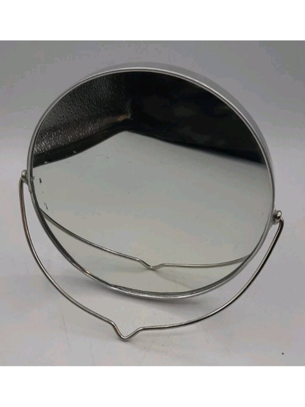 Vtg Flair Chrome Two Sided Round Free Standing Hanging Makeup Mirror Magnifying